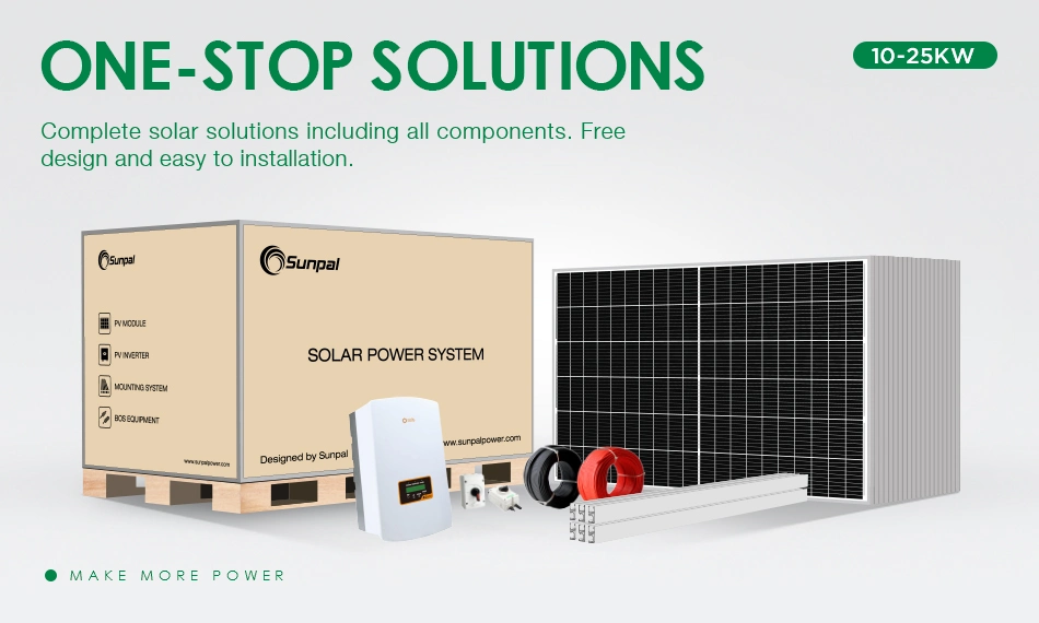 Sunpal 12Kw 15Kw 20Kw 25Kw Three Single Phase Smart On Grid Tied Solar Energy Home Commercial System With Wifi Monitoring Function