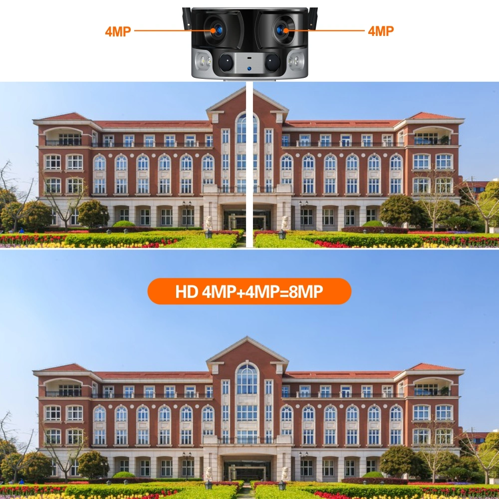 Human Tracking Multi-Image 180 Degree Wide Viewing Panorama WiFi 4G Fisheye Solar Battery Network Camera