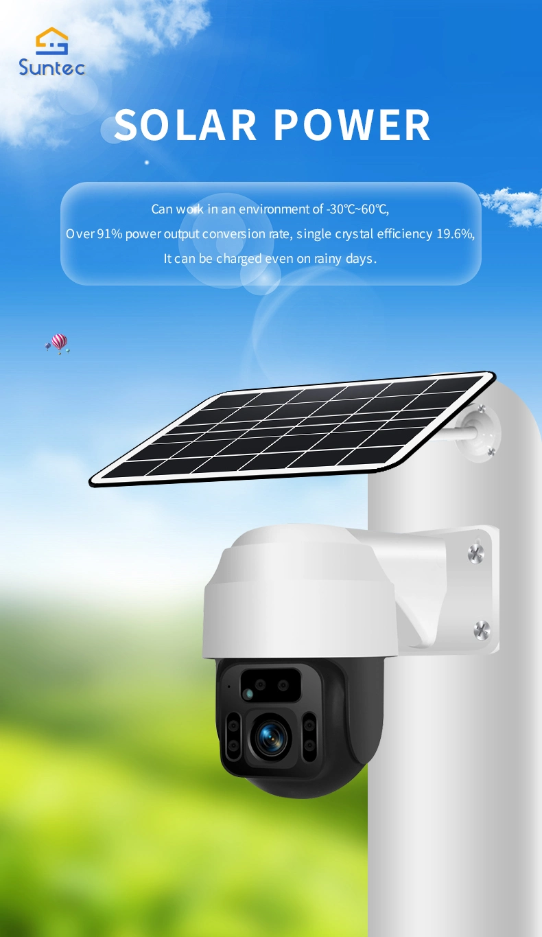 PTZ 1080P Night Version Solar Security CCTV Camera WiFi /4G Dome Solar CCTV Outdoor Camera